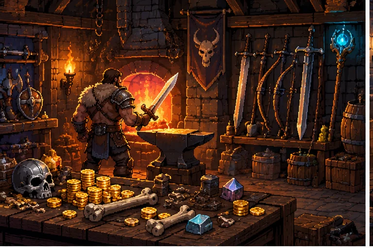 Decorative blacksmith artwork, not an in-game screenshot