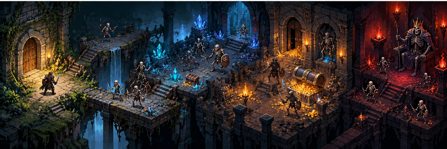 Decorative dungeon-route artwork, not an in-game screenshot