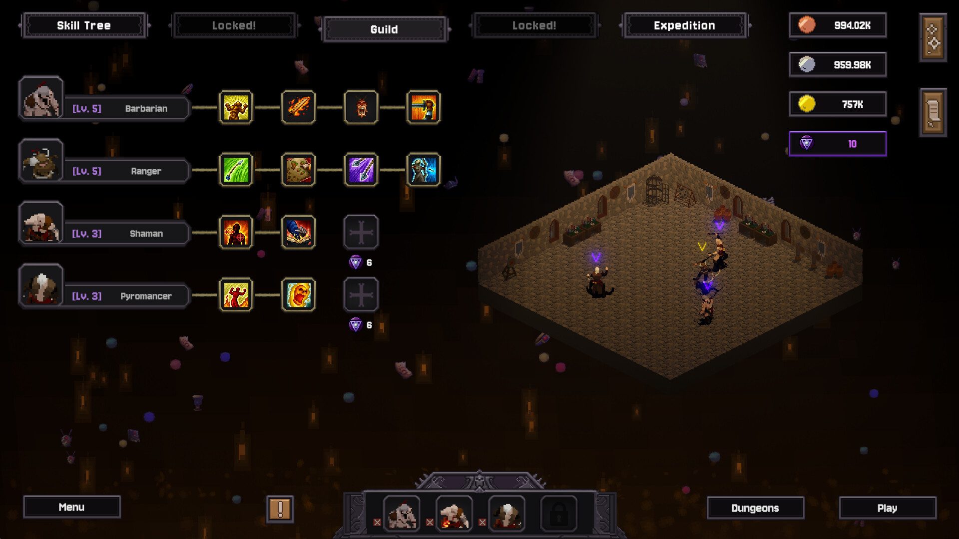 Official Steam screenshot of the hero Build roster with class portraits