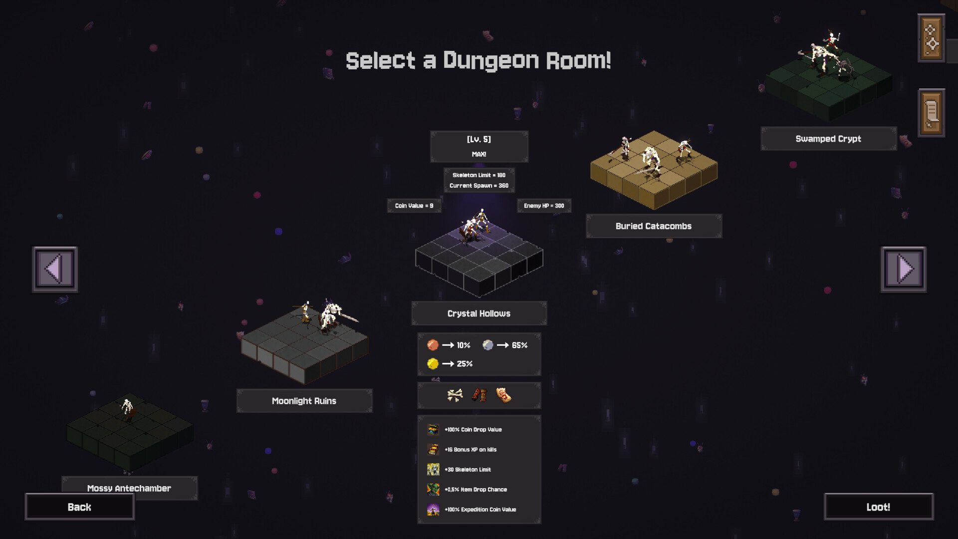 Official Steam screenshot of the Select a Dungeon Room map